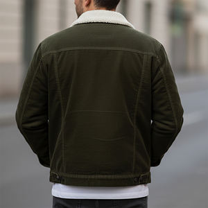 Nouvelle veste en jean épaisse tendance printemps-automne 2025 avec fermeture boutonnée et col en fourrure rabattable, style streetwear - Product Image 3