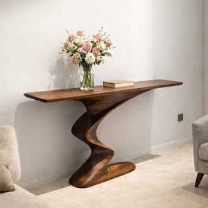 Handcrafted Wood console <b>table</b> modern constructional solid wood hallway <b>table</b> mid century <b>rustic</b> funiture decoration - Product Image 4