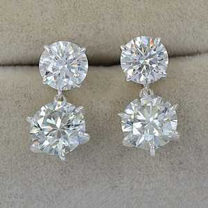 Moissanite Round Cut Diamond <b>Dangle</b> <b>Earrings</b> For Women's 925 <b>Silver</b> Elegant Proposal Jewelry for Wedding Engagement Gift - Product Image 1