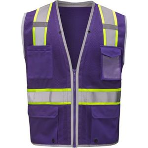 Gilet de sécurité réfléchissant jaune fluorescent avec poches et fermeture éclair, idéal pour les interventions routières, fabriqué au Pakistan - Product Image 3
