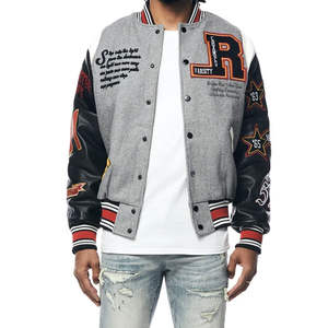 Chaqueta de Invierno de Béisbol Personalizada de Buena Calidad al por Mayor, Chaqueta Bomber Varsity con Cuerpo de Lana y Mangas de Cuero para Hombre - Product Image 6