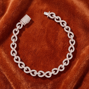 Rose Gold Infinity Link Moissanite Bracelet <b>Iced</b> <b>Out</b> Luxury Diamond Look Fine <b>Chain</b> Fashion Jewelry Gift - Product Image 1