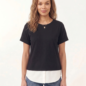 Women's Black White Maternity T-Shirt Round Neck Loose Fit Summer Lightweight Maternity <b>Tee</b> Shirt Ladies - Product Image 3