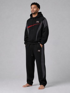 Premium Tracksuit Set Full Zip Hoodie and Jogger Pants Soft Fleece <b>Athletic</b> Training Running Gym Workout Casual Streetwear Men - Product Image 5