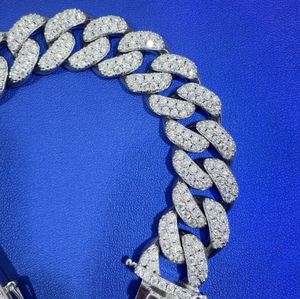 Iced Out Cuban Chain Gold Plated 925 Sterling Silver Luxury Hip Hop Link Bracelet with Moissanite for <b>Men</b> Women - Product Image 6