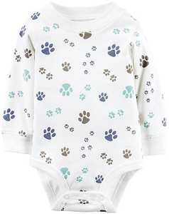 Combinaison bébé à imprimé patte, en coton doux, manches longues, fermeture à boutons sur le bas, pyjama pour nourrisson, vêtements de jeu pour tout-petit, vente en gros OEM - Product Image 1