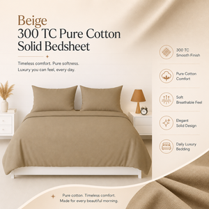 Elegante sábana beige de 300 hilos de algodón puro para un confort premium en el hogar, hoteles y habitaciones de huéspedes. Disponible en todo el mundo al mejor precio. - Product Image 2
