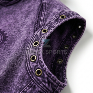Gilet en jean sans manches à capuche pour homme, style vintage délavé, 100 % coton, broderie automne, mode urbaine, style streetwear personnalisé - Product Image 5