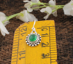 Boucles d'oreilles en jade vert naturel, en argent sterling 925 massif, faites à la main, style vintage, de luxe, pour mariage, anniversaire, cadeau, fête - Product Image 6