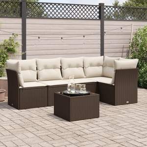 Conjunto de Sofá de Jardín de Ratán PE Marrón con Acero con Recubrimiento en Polvo y Vidrio Templado, Muebles de Exterior Duraderos - Product Image 1