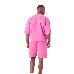 Custom Summer Men's <b>Twin</b> <b>Set</b> Breathable Quick Dry Elastic Waist Short Sleeve T-Shirt Shorts Two Piece OEM Service - Product Image 1