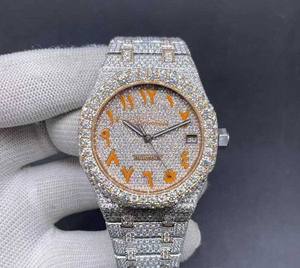 Reloj de Lujo BOJ A.P.40 con Esfera Naranja con Números Arábigos, Movimiento Automático, Diamantes VVS y Moissanita para Hombre, a Bajo Precio - Product Image 1