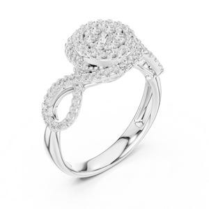 Bague de fiançailles de luxe vintage ronde avec halo de diamants certifiée IGI, alliance torsadée en argent, cadeau d'anniversaire de mariage pour femme, bijoux raffinés - Product Image 3