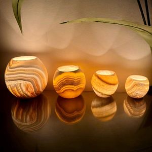 Portavelas de Alabastro Natural, Hecho a Mano, Decorativo, de Lujo, para Decoración de Interiores del Hogar, Elegante y Artístico - Product Image 5