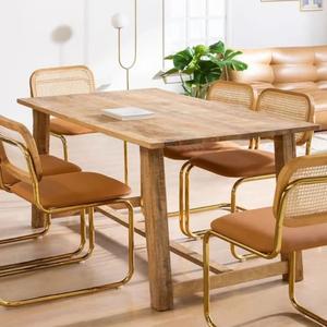 Table à manger rectangulaire en bois Vandana Hexa Optima (160×90 cm) (Bois massif) - Product Image 1