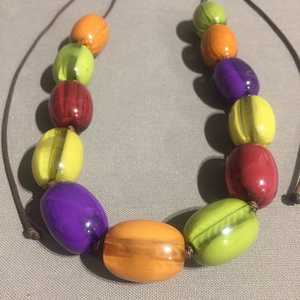 Collar de cuentas de resina hecho a mano, forma irregular, patrón de color natural, artesanía de joyería - Product Image 4