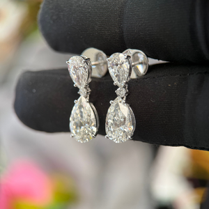 Pendientes Clásicos de Diamantes en Forma de Pera, Premium, 2.25ct y 1.20ct, Certificados por IGI, Joyería para Aniversario y Boda - Product Image 3
