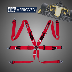 Ceinture de sécurité de course certifiée FIA 8853, rouge, harnais 6 points, 16 couleurs disponibles, vente en gros pour équipement de sécurité automobile sur circuit - Product Image 1