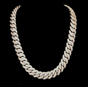 Nueva Cadena Cubana Hip Hop de 22 Pulgadas, 16mm, CVD HPHT, con Incrustaciones de Diamantes, Chapada en Oro Rosa S925, con Eslabones en Relieve, para Hombre - Product Image 1