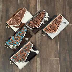 Cartera de cuero mecanizada a mano de gran capacidad más vendida, cartera de mano larga de estilo a la moda, carteras de teléfono de piel de vaca auténtica - Product Image 4