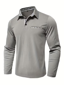 เสื้อเชิ้ตผู้ชายแบบเรียบ ระบายอากาศได้ดี แห้งเร็ว ให้ความรู้สึกเย็นสบาย เหมาะสำหรับใส่เล่นกอล์ฟ ลำลอง แขนยาว ปกเสื้อเชิ้ต สวมใส่ได้ทั้งฤดูร้อนและฤดูใบไม้ผลิ เหมาะสำหรับกิจกรรมกลางแจ้ง - Product Image 5