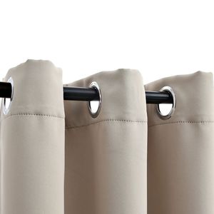 2 pezzi Beige 37 "x 95" tende oscuranti in tessuto con anelli Beige Beige mantovane e tende - Product Image 2
