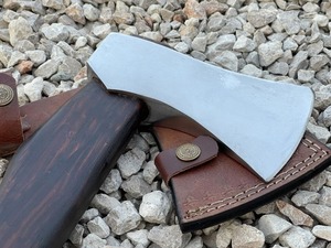 High carbon steel Viking <b>axe</b> Leather wrapped ash <b>handle</b> Rosewood <b>handle</b> <b>axe</b> Handmade <b>axe</b> for men Viking <b>axe</b> gift - Product Image 2