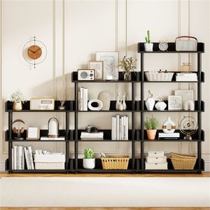 Libreria Aperta a 5 Ripiani con Gambe Rialzate e Finitura Nera per Ufficio Domestico e Librerie per Bambini - Product Image 4