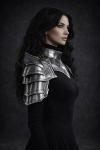 Conjunto de Armadura de Caballero Medieval para Mujer, de Acero Plateado, con Gorget y Hombreras Fundidas en 3D, para Cosplay, Temática de Hadas, Halloween - Product Image 3