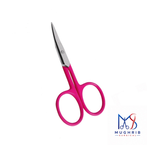 Ciseaux à cuticules droits en acier inoxydable de 9 cm, à lame tranchante, manche rose perforé, durables, pour droitiers - Product Image 3