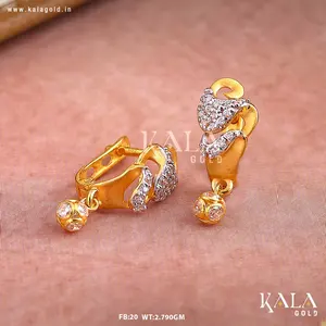 Pendientes clásicos de oro elegante de 18 quilates con clip de Bali con diamantes de estilo moderno para bodas o regalos - Product Image 2