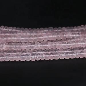 Perles Rondelle à facettes en quartz rose de qualité AAA 8 mm 10 pouces brin de perles de quartz rose pour la fabrication de bijoux - Product Image 1