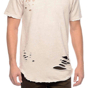T-shirt déchiré ample et respirant pour homme, style streetwear, 100 % coton léger, très vendu - Product Image 5
