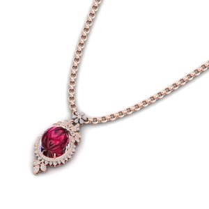 REYES Luxury Oval Cut 24.6 Carat Red Ruby Gemstone Pendants in 925 Sterling <b>Silver</b> Moissanite Jewelry <b>Necklaces</b> For Women - Product Image 2