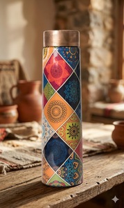 The Pink Celebration Dancers Pure Copper Water Bottle with Enamel Finish and Cartoon Women Design Portable Travel <b>Drinkware</b> - Product Image 6