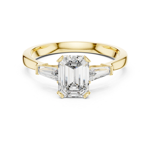 Anillo de Oro Amarillo de 14K con Esmeralda y Diamante Cultivado en Laboratorio para Mujer |   Ropa de Oficina |   Diamante Cultivado Nuevo - Product Image 1