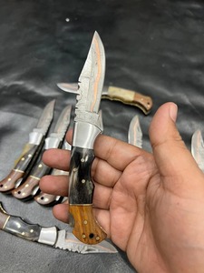 มีดพับทำมือจากเหล็กดามัสกัสทองแดง พร้อมปลอกหนัง มีดสำหรับตั้งแคมป์ DIY แบบกำหนดเอง EDC ขายส่ง - Product Image 5