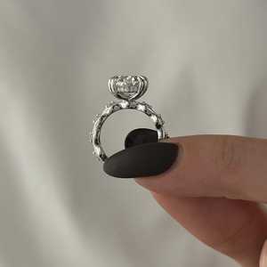 5 Carat Oval Lab Grown <b>Diamond</b> Natured Inspire Organic Engagement <b>Ring</b>: 14k White Gold, IGI Certified - Product Image 1