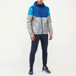 Men's Hooded Color Blocking Windproof Jacket Regular Fit Sporty Style Zipper Closure Spring Wear Polyester Material - Product Image 5