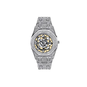 Reloj de Lujo para Hombre de Acero Inoxidable con Diamantes, Caja Octogonal, Cuarzo Analógico, Cristal de Zafiro, Cierre Desplegable con Piedras, Brazalete - Product Image 5