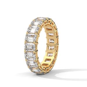 Anillo de Oro Fino con Hilera de Diamantes Creados en Laboratorio, Banda Clásica Apilable para Celebración de Aniversario Nupcial y Uso Diario - Product Image 2