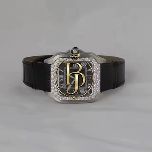 Reloj de pulsera analógico de cuarzo con diamantes cuadrados de lujo Briva, negro, plateado, con marcadores de números romanos, bisel de cristal brillante, correa de goma - Product Image 5