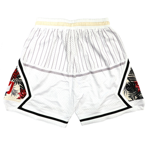 Trazche Men's White Mesh Basketball Shorts Floral Drawstring Sporty Style Mid Waist Breathable Short Shorts Manufacturer - Product Image 2