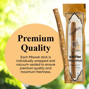 1 Paquete de Siwak Al-Falah Miswak (Cepillo de Dientes Tradicional de Madera Natural) para Encías Saludables, 8 Pulgadas, Hecho en Pakistán, OEM ODM, Bolsa al Vacío - Product Image 1