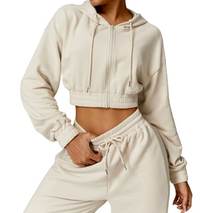 20258 Modern Loose Long Sleeve Nylon Sweatshirt Comfortable Workout Hoodie with Zipper for <b>Winter</b> Sports <b>Tops</b> - Product Image 5
