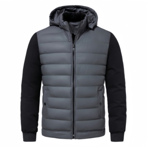 <b>Men</b>’s Black Hooded Puffer Jacket Quilted Winter Jacket Hybrid Softshell Coat Zip Up <b>Thermal</b> Outdoor Casual Outerwear - Product Image 5