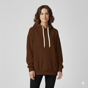 Ladies Solid Relax Fit Oversized Fleece Hoodie Casual Soft Warm Pullover Long Sleeve 100% Cotton Quick Dry Breathable Lined - Product Image 6