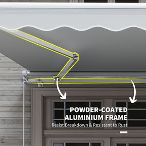 Tenda da Sole Retrattile 3,6x2,4m Grigio Chiaro, Resistente ai Raggi UV e all'Acqua, con Manovella Manuale e Bracci Pieghevoli, Stile Moderno - Product Image 6