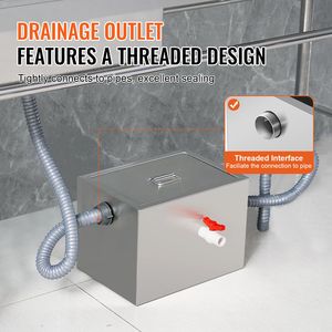 Trappola per Grasso in Acciaio Inox da 8 LBS per Cucine Commerciali, 2.8 GPM, con Ingresso Laterale per Lavello - Product Image 4
