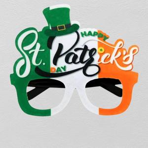 Lunettes de fête à trèfle vert, patchwork tricolore, pour la Saint-Patrick, accessoires amusants - Product Image 1